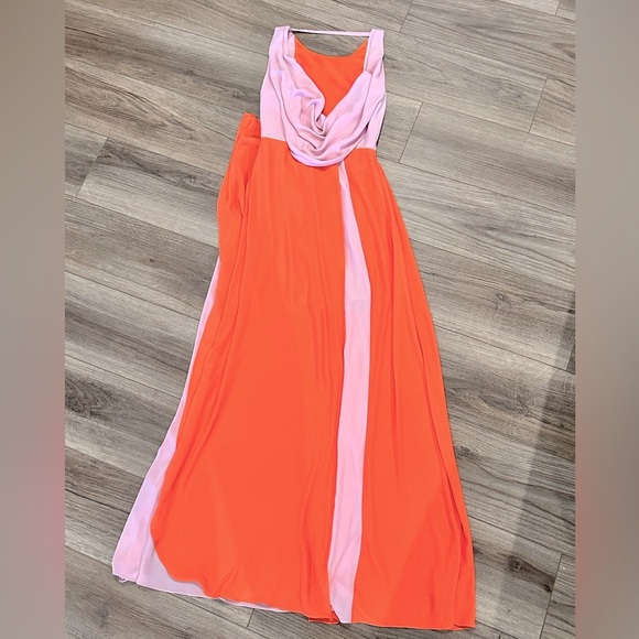 BCBGMAXARIA Scarleta Color-Block Orange and Pink Gown Dress Size 0 - Picture 5 of 12